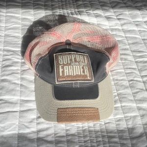 Vintage patchwork netted snapback "Support your Local Farmer"